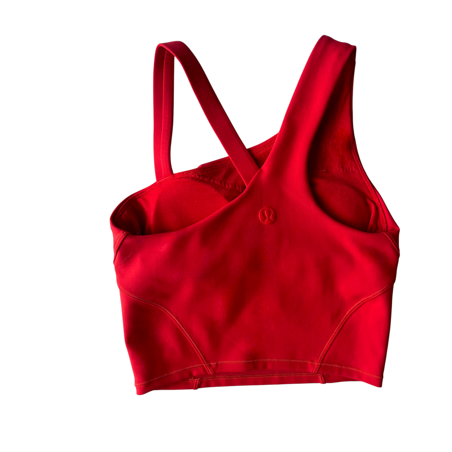 Top deportivo Lululemon rojo asimétrico con tirante cruzado-Talla S