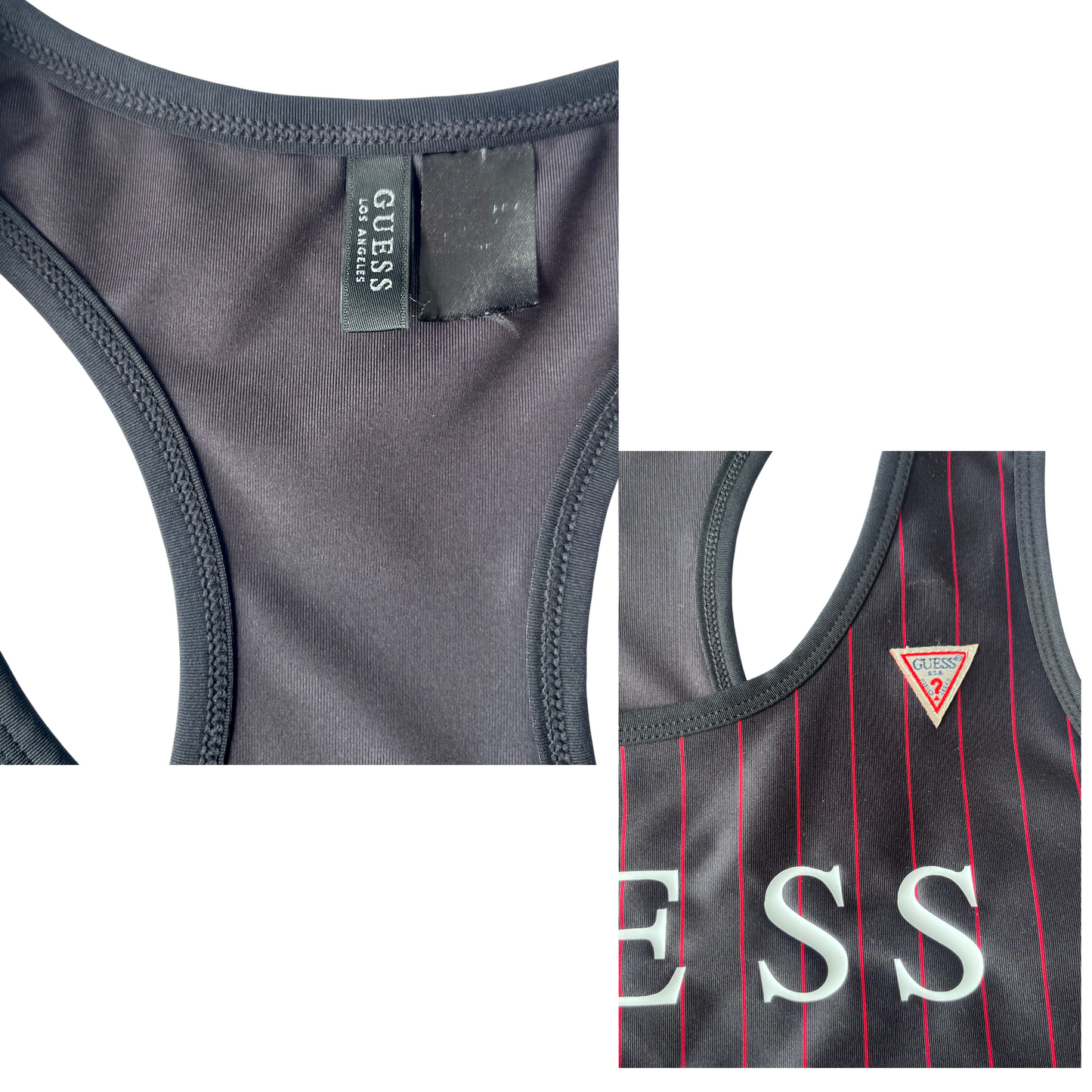 Top deportivo GUESS negro con franjas- Talla L