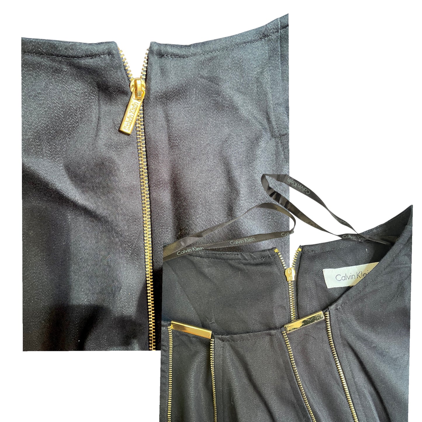 Vestido Calvin Klein negro sin mangas con cierres – Talla M