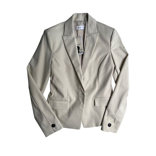 Blazer Mango beige con solapa clásica – Talla M -6 USA