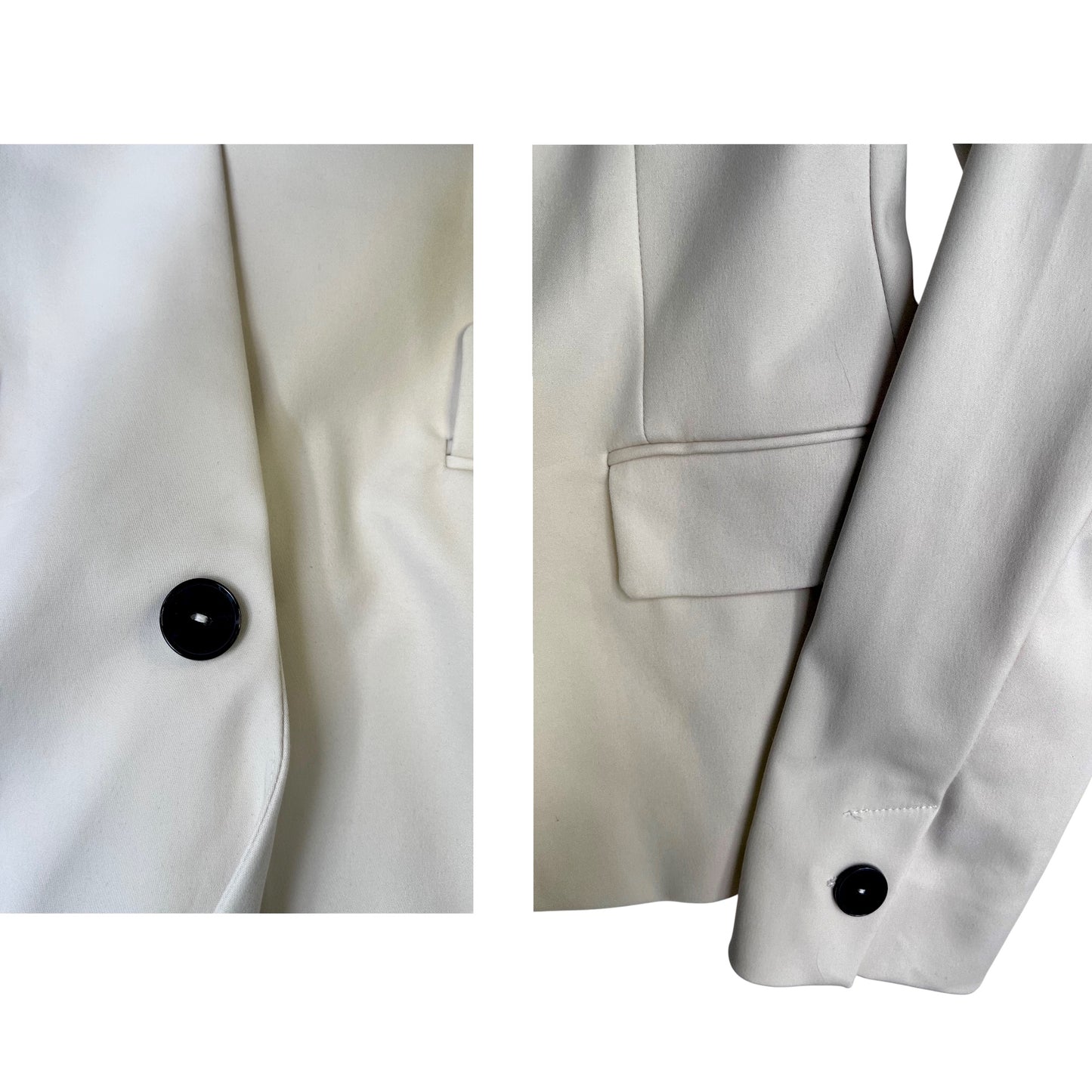 Blazer Mango beige con solapa clásica – Talla M -6 USA