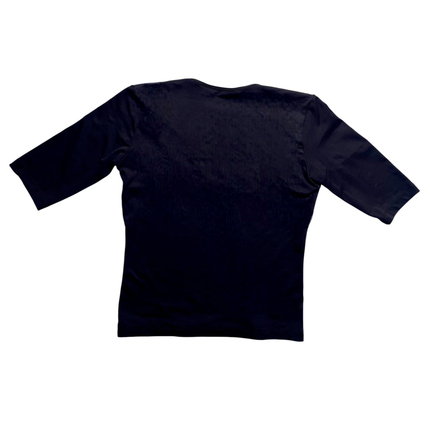 Blusa negra MNG con escote en V y manga tres cuartos – Talla M