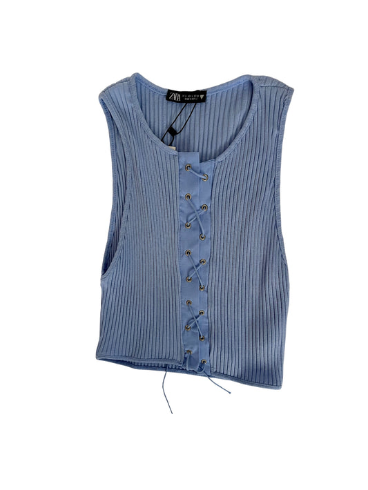 Top canalé azul con cordones Zara – Talla L