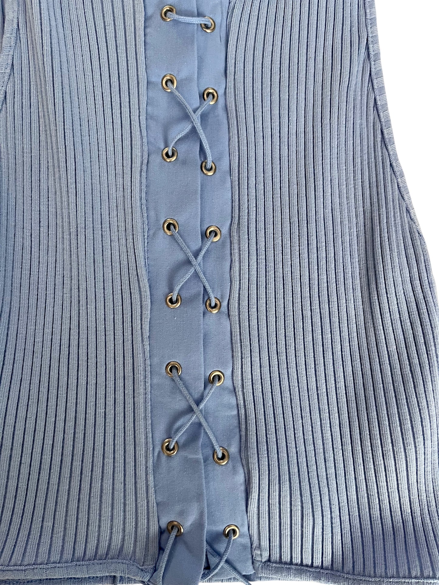 Top canalé azul con cordones Zara – Talla L