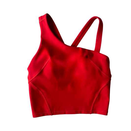 Top deportivo Lululemon rojo asimétrico con tirante cruzado-Talla S