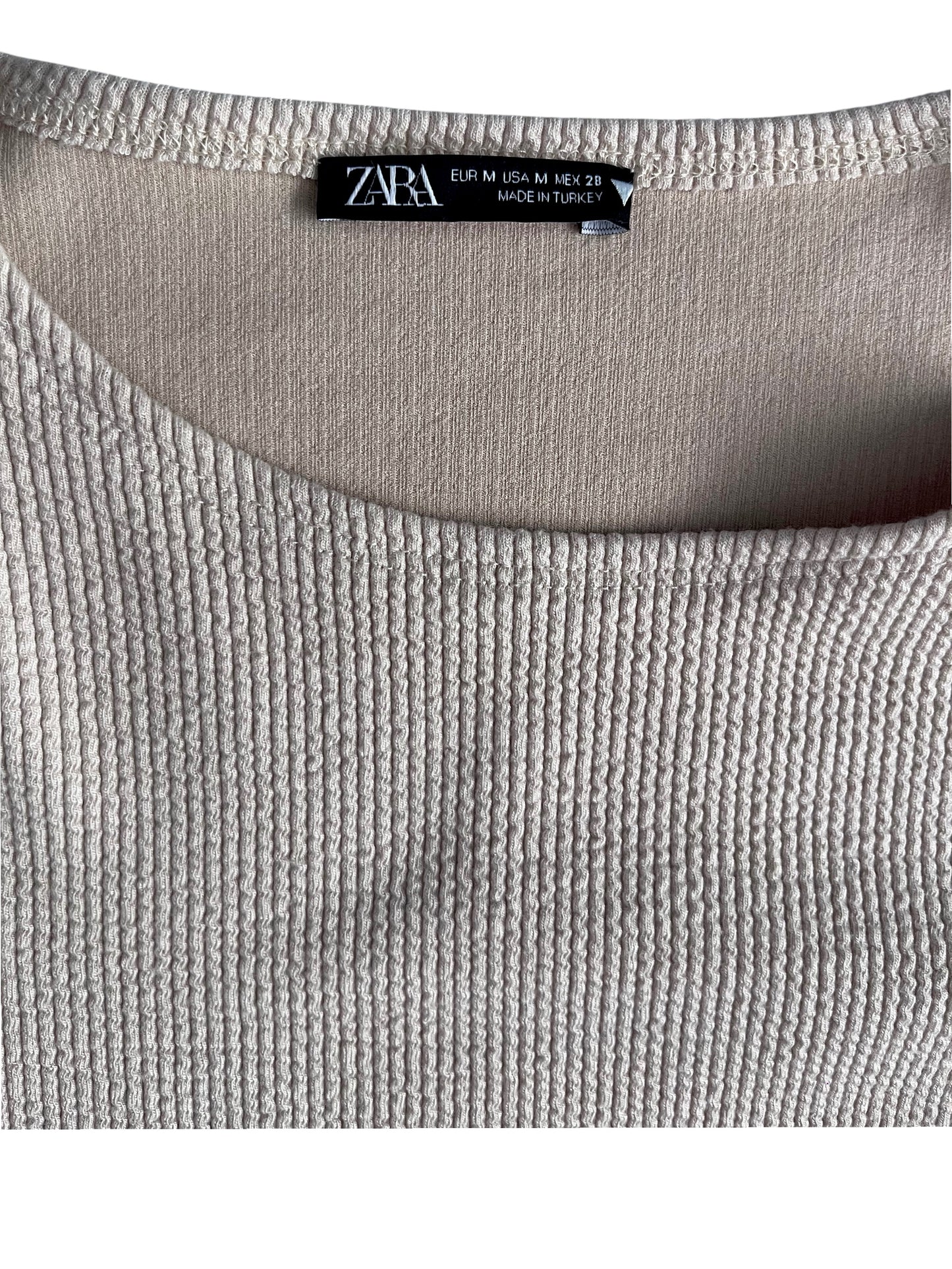 Blusa manga larga beige Zara corta – Talla M