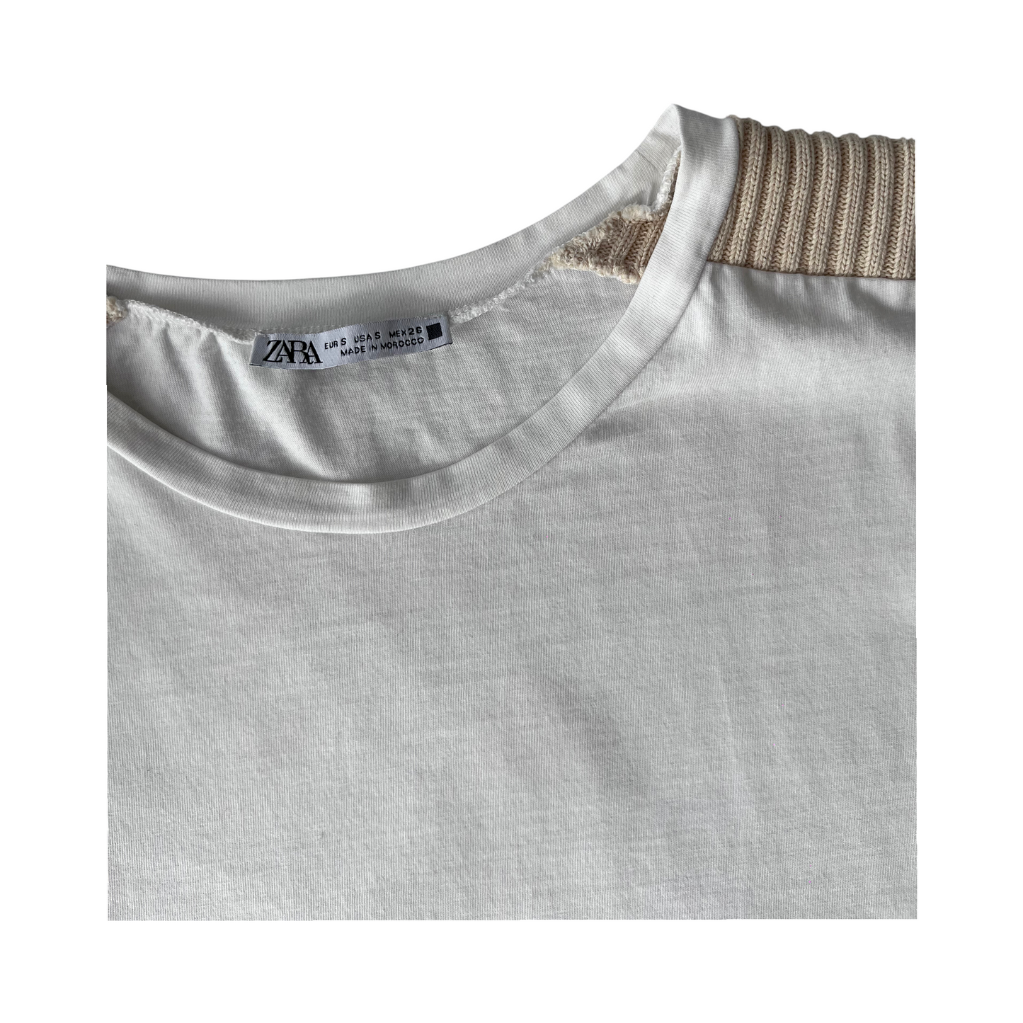 Blusa sin mangas Zara con detalles tejidos en hombros – Talla S