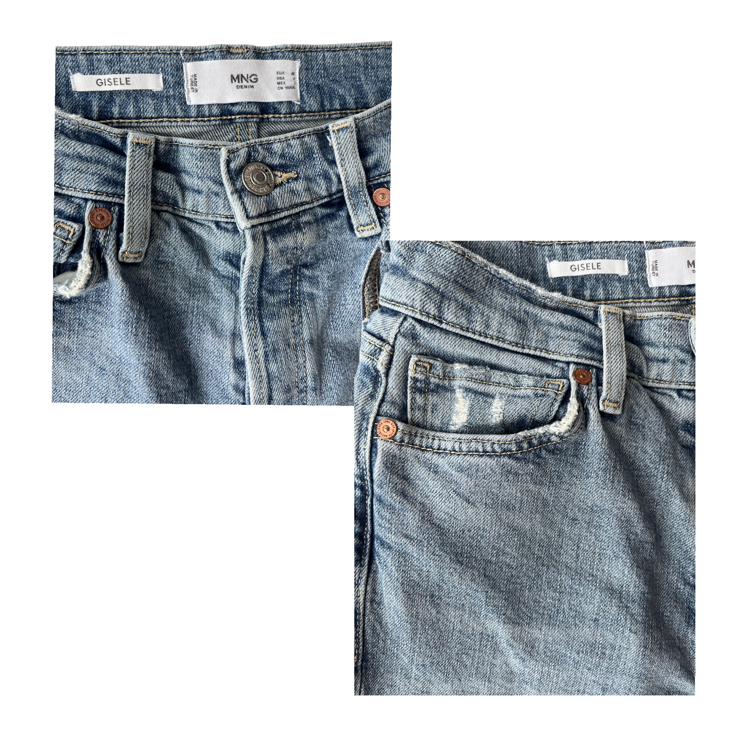 Jeans MNG “Gisele” corte recto azul clásico -Talla 4