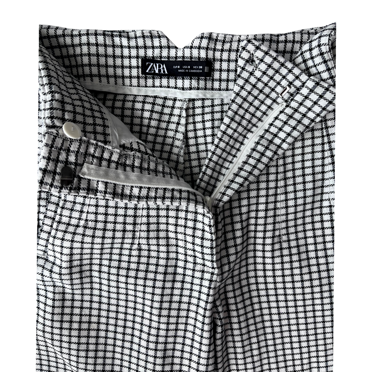 Pantalón cuadros blanco y negro Zara – Talla S