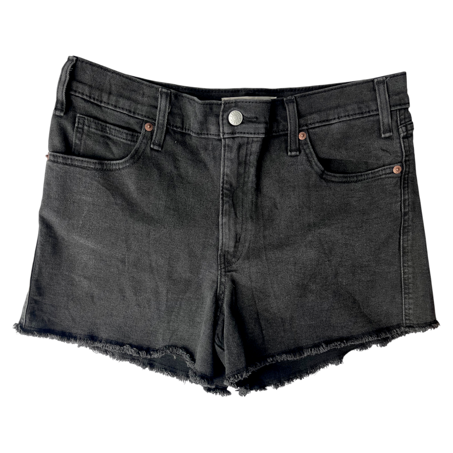 Shorts Levi’s negros corte alto con ruedo deshilachado – Talla L