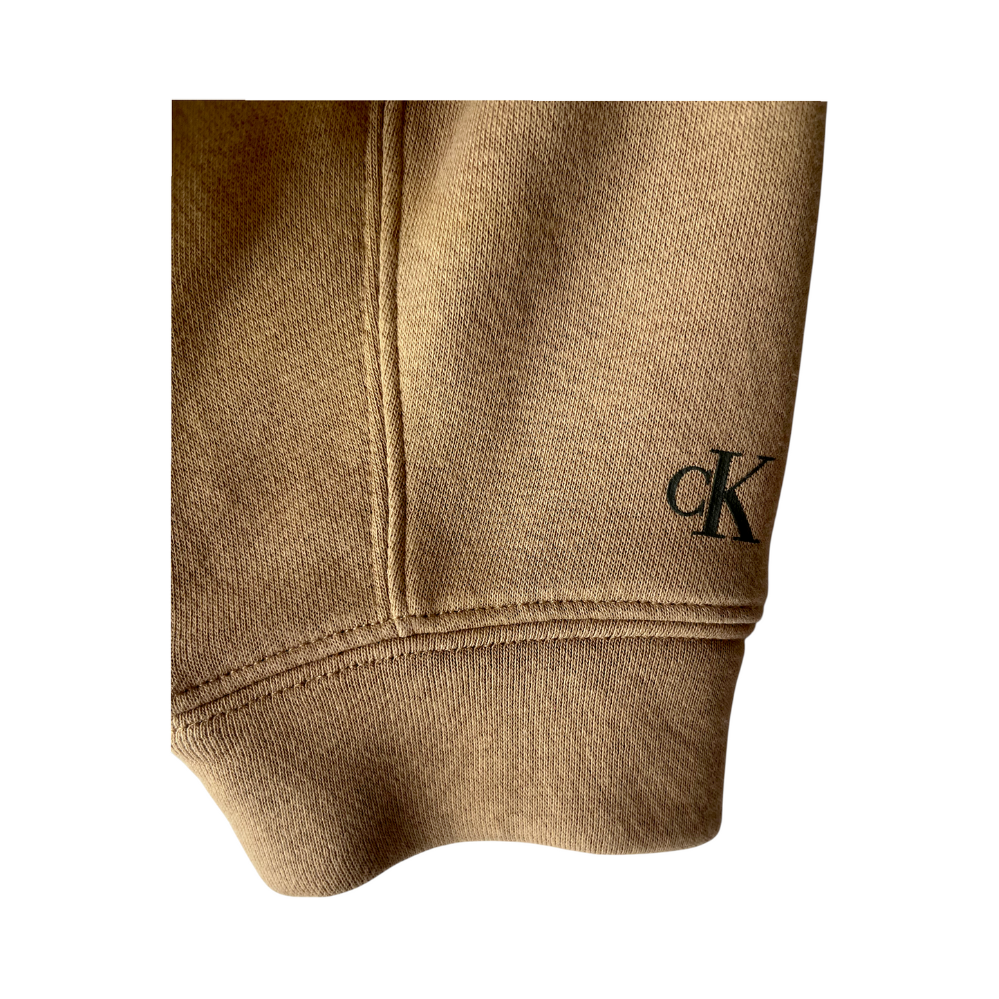 Suéter corto Calvin Klein Jeans beige con cierre frontal – Talla M