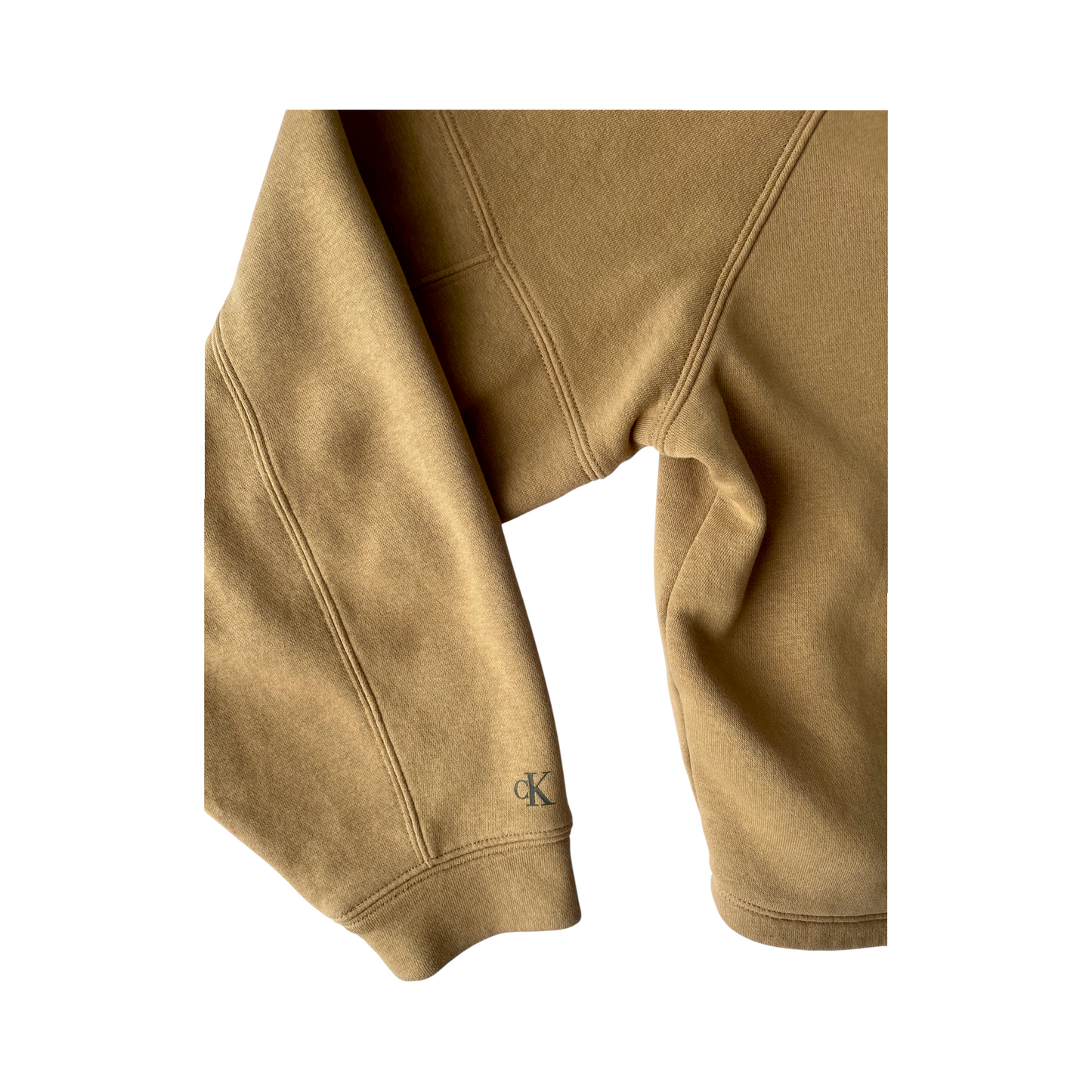 Suéter corto Calvin Klein Jeans beige con cierre frontal – Talla M