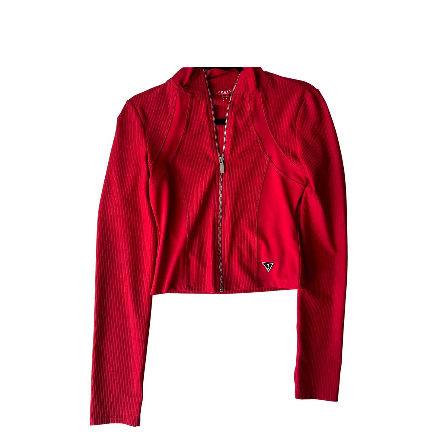 Chaqueta Guess deportiva roja con cierre frontal – Talla S