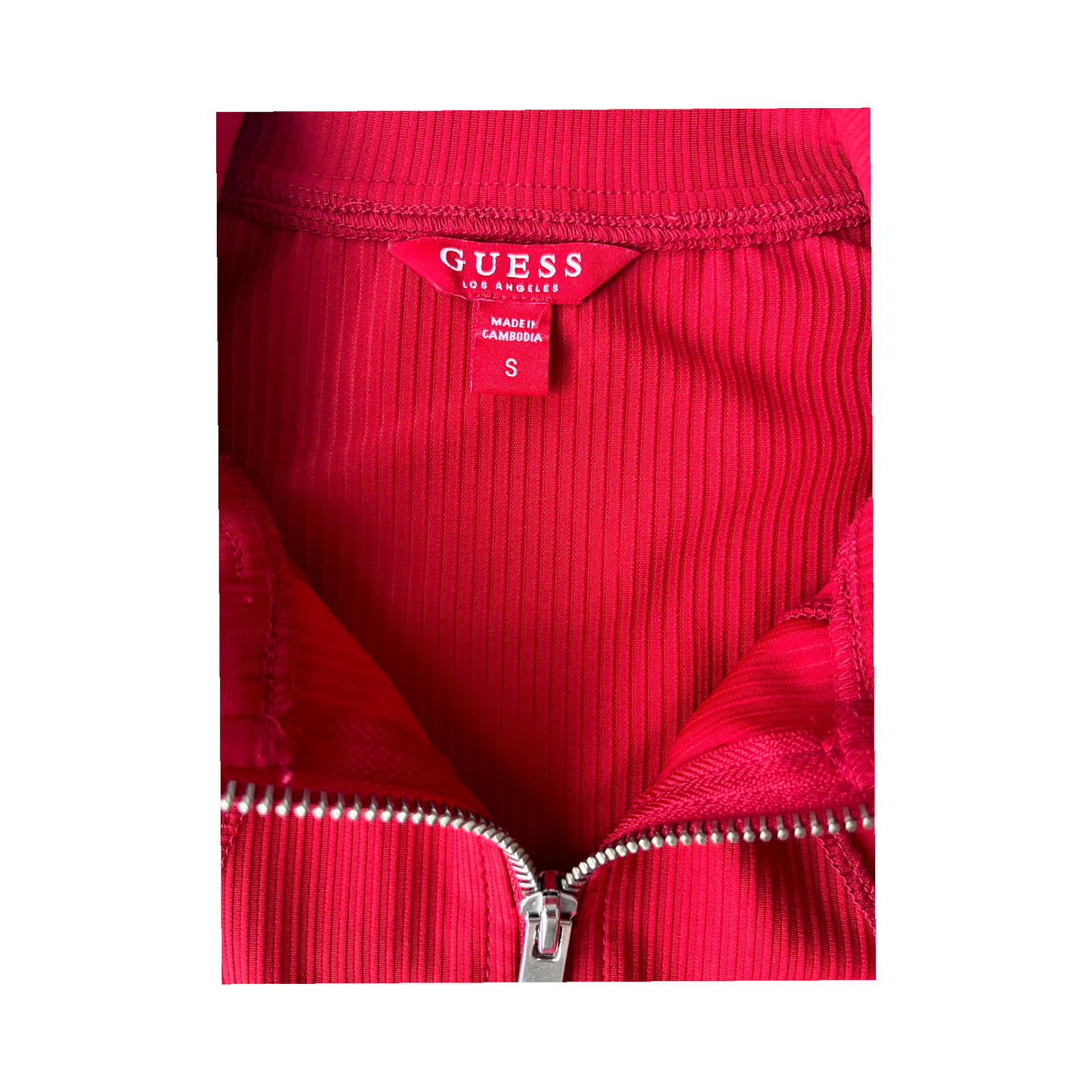 Chaqueta Guess deportiva roja con cierre frontal – Talla S
