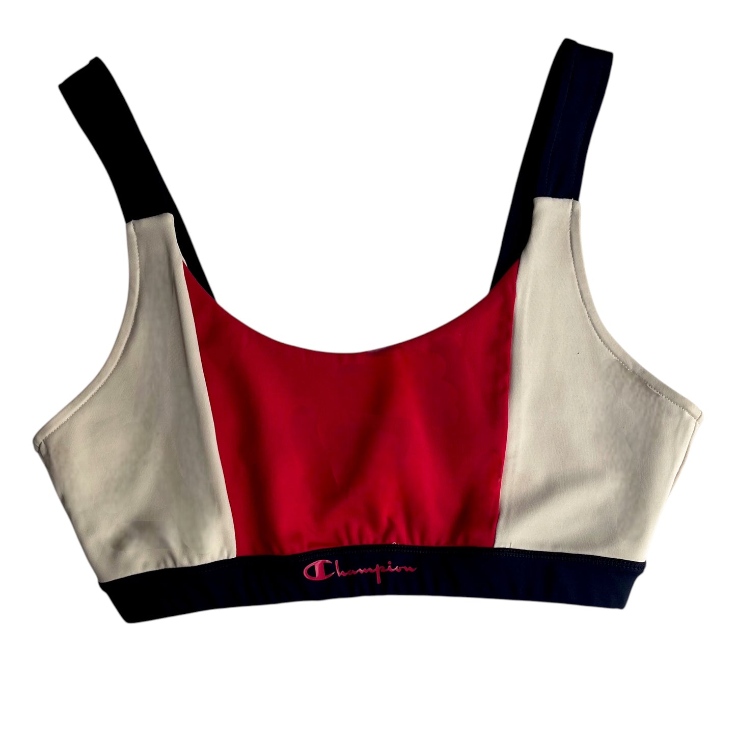 Top deportivo Champion color block rojo, beige y azul