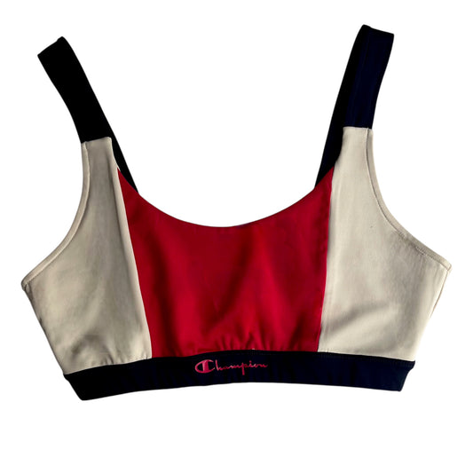 Top deportivo Champion color block rojo, beige y azul