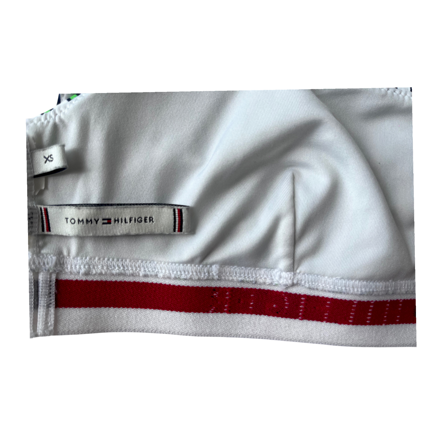 Top Tommy Hilfiger a rayas verde, azul y blanco – Talla XS