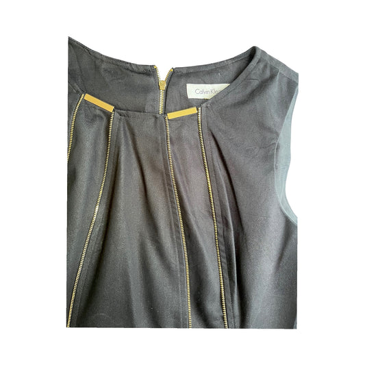 Vestido Calvin Klein negro sin mangas con cierres – Talla M