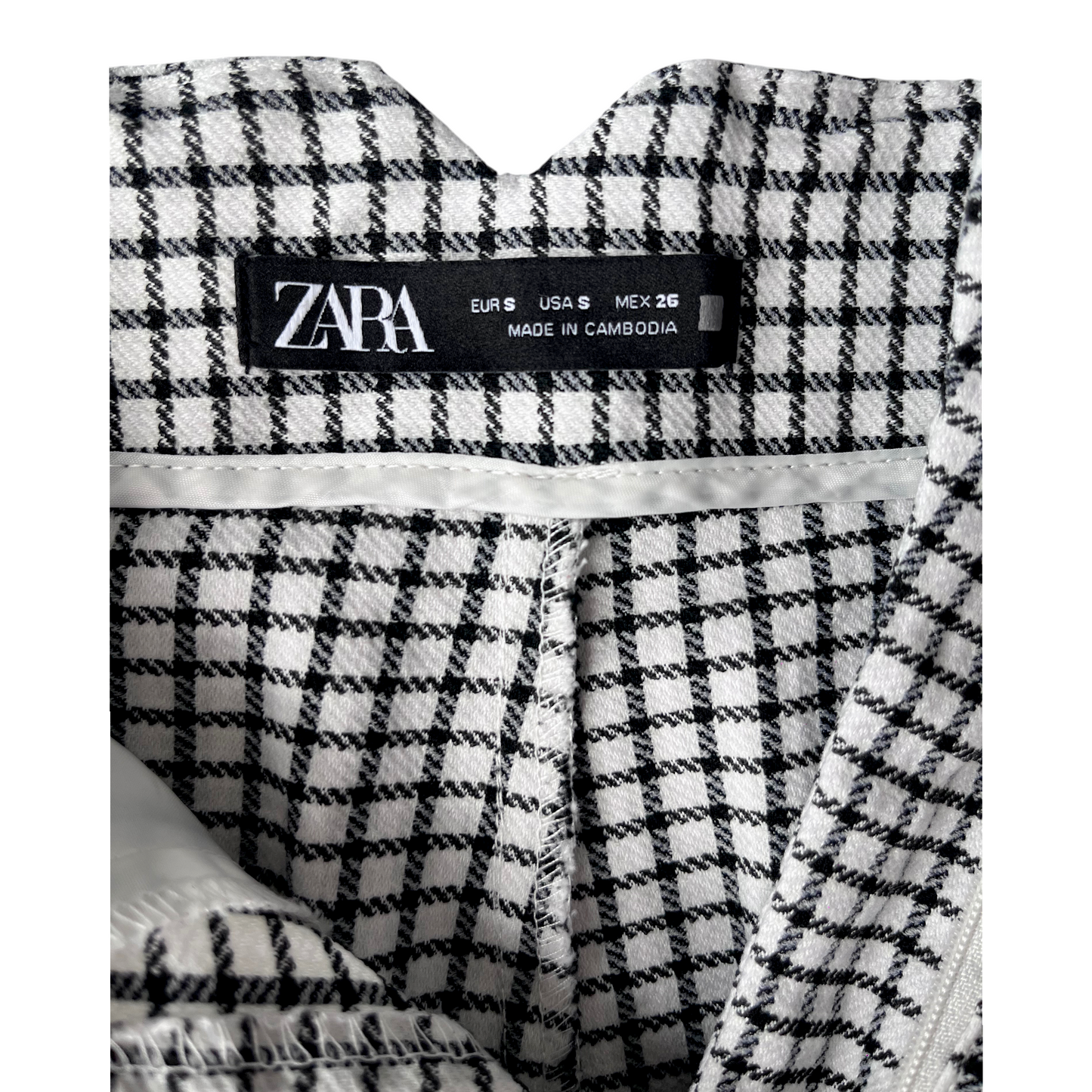 Pantalón cuadros blanco y negro Zara – Talla S